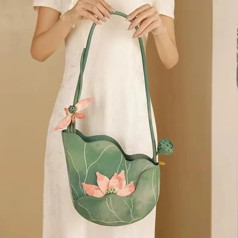 LotusGrace Bag - Exquisite Floral Embroidery Original Designer Handbag