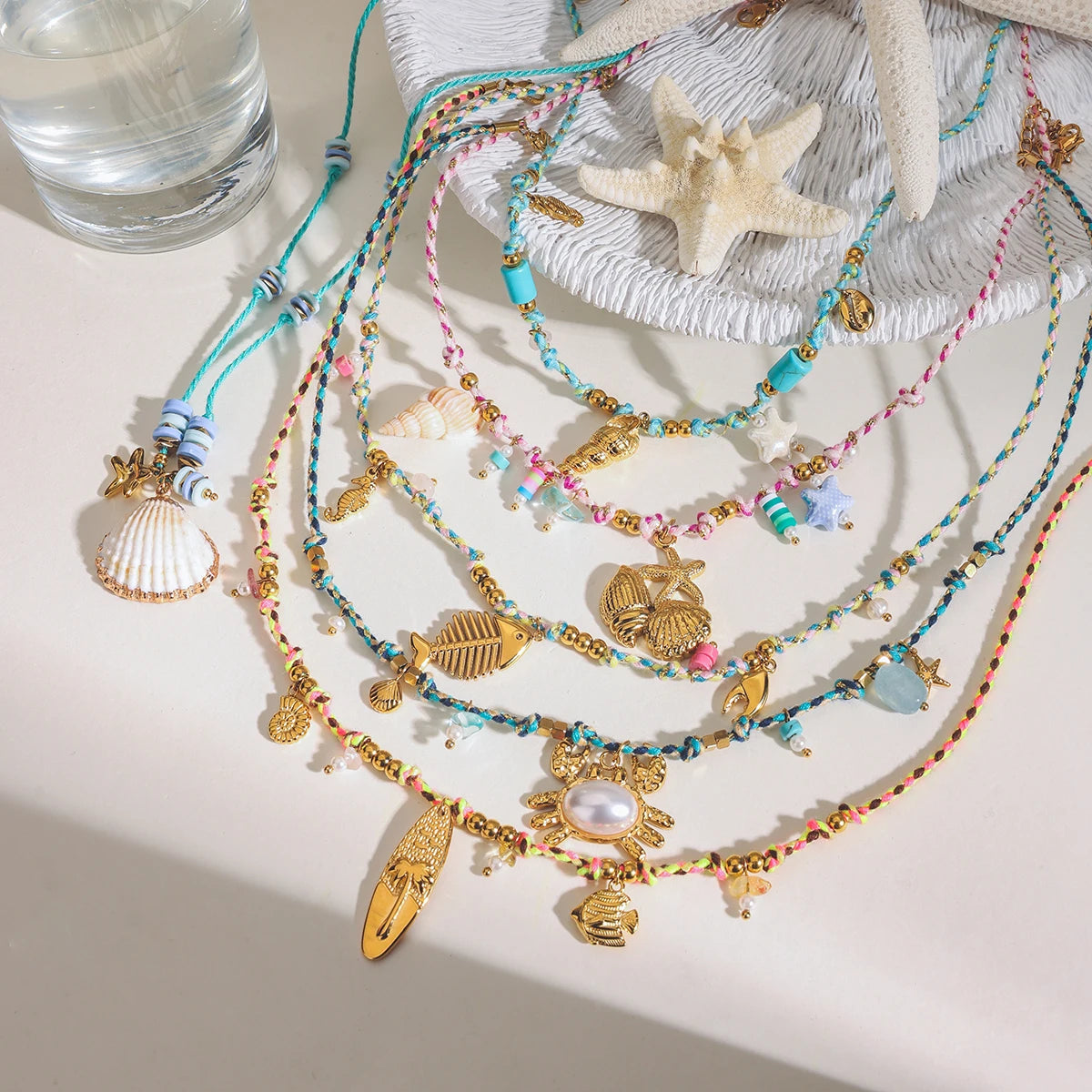 Coastal Seaside TideTreasure - Bohemian Style Colorful Rope Stainless Steel Pendant Necklace