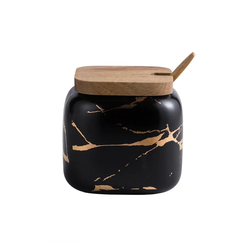 Alabaster Spice Vault - Marbled Ceramic Seasoning Jar