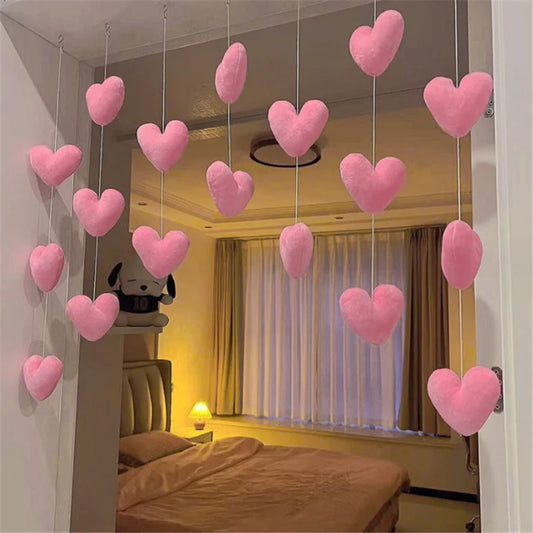 Cupid’s Tassel Twinkle - Girls' Pink Heart Shaped Curtain