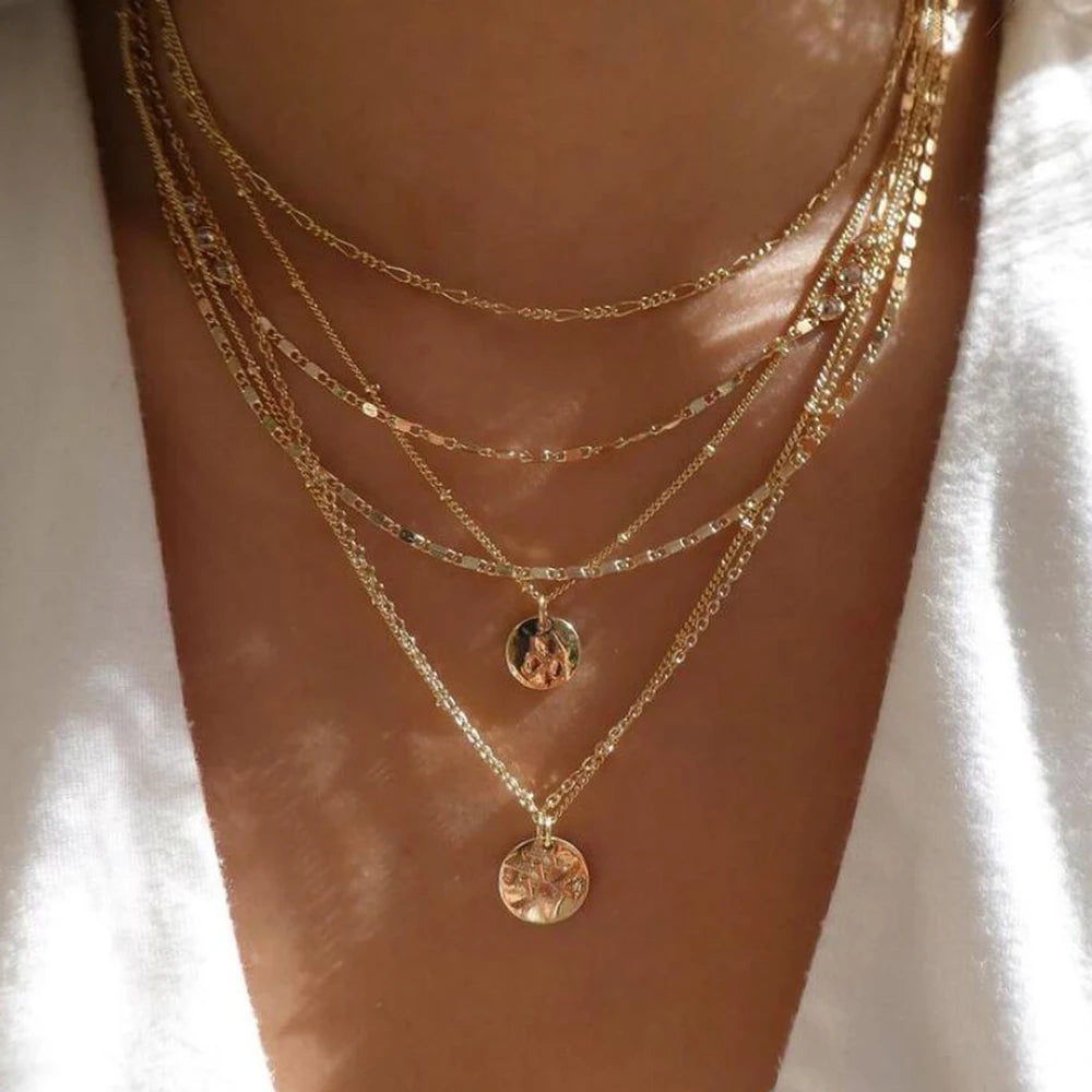 GoldenMystique - Multi-Layer Boho Pendant Necklaces