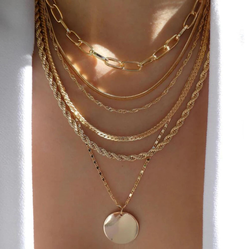 GoldenMystique - Multi-Layer Boho Pendant Necklaces