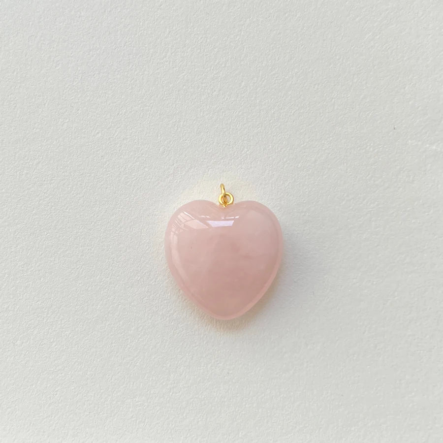 BlushHeart Natural Pink Stone Necklace - 30mm Natural Pink Stone Love Heart Pendant Necklaces