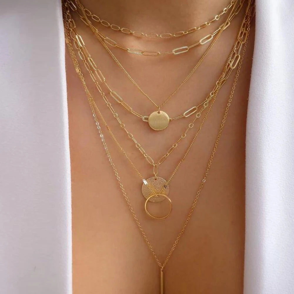 GoldenMystique - Multi-Layer Boho Pendant Necklaces