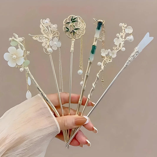 LotusWhisper Hairpin - Elegant Hair Clip Tassel Hair Stick Traditional Floral Design Hairstyle Accessory, Women Jewelry Hairpin, Hairneedle