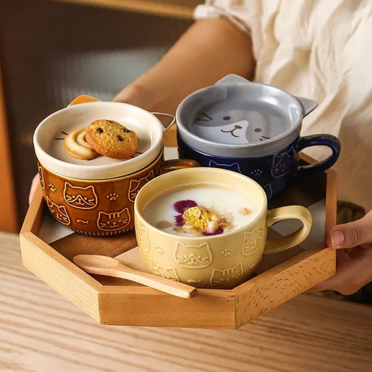 KittyWhisker Brew Bowl - Japanese Cartoon Cat Small Dish combo dish set