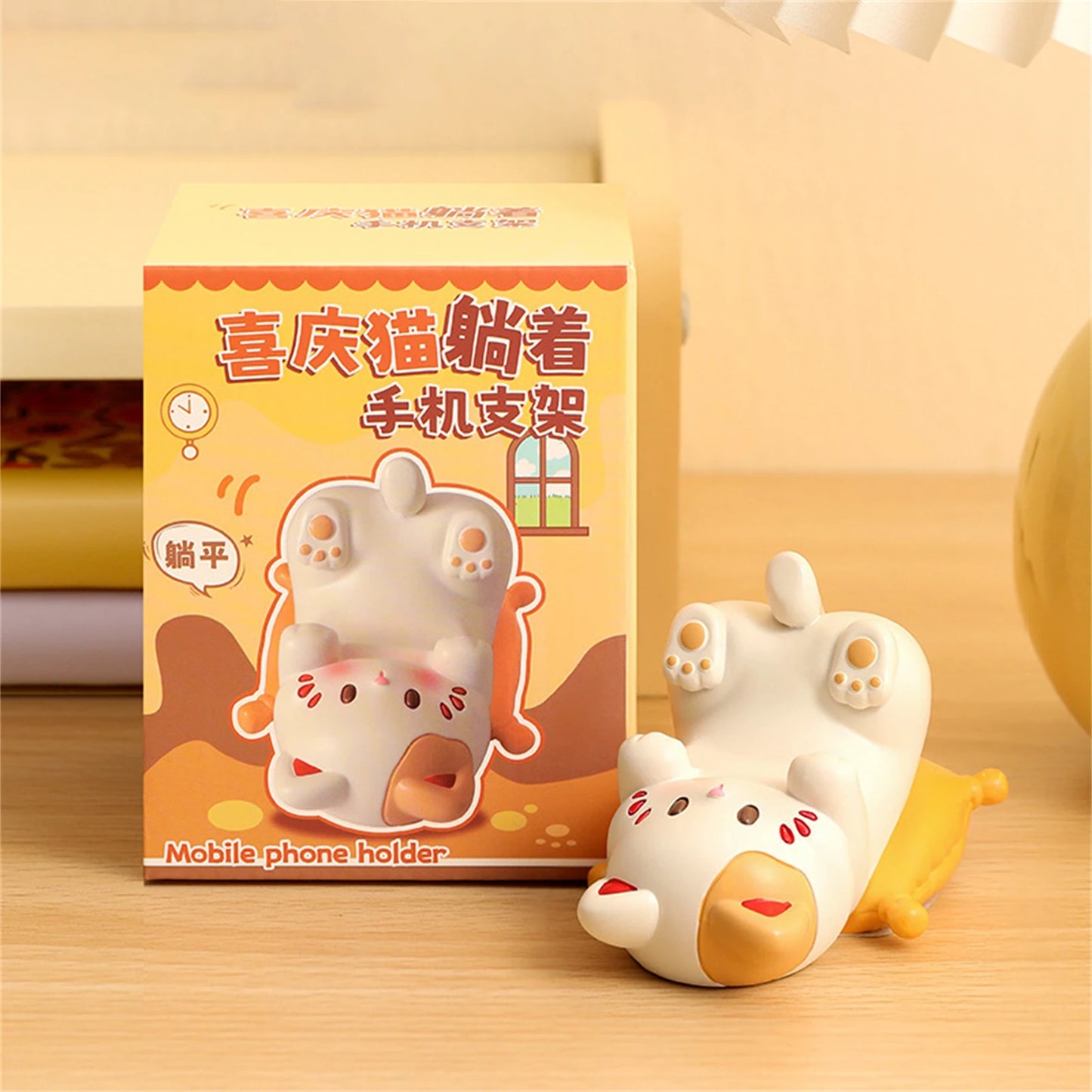 KittyCuddle Perch - Cute Cartoon Cat Desktop Ornaments Phone Stand Creative Desk Decor for Office Home Glasses Storage Holder