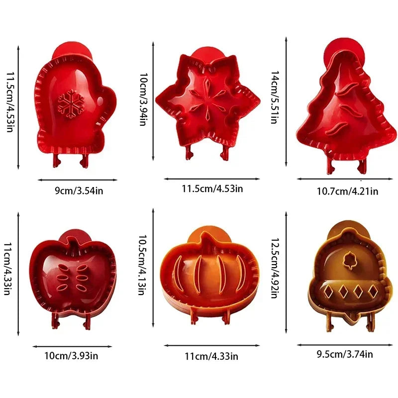 HarvestBite Molds - Mini Hand Pie Dough Presser Tool Halloween Christmas Apple Pumpkin and Acorn Shape Baking Tools