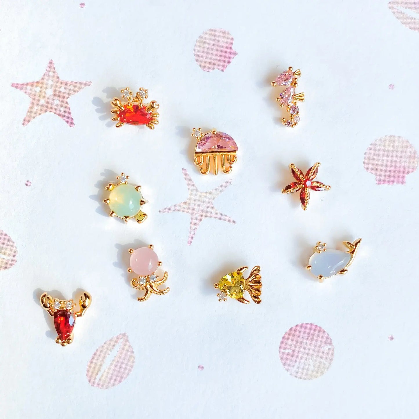 Ocean Tide Treasure Earrings - Cute Sea Marine Animal Zircon Stud Earrings Jewelry