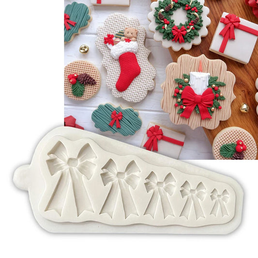 Bows Christmas Silicone Sugarcraft Mold Cookie Cupcake Chocolate Baking Mold Fondant Cake Decorating Tools