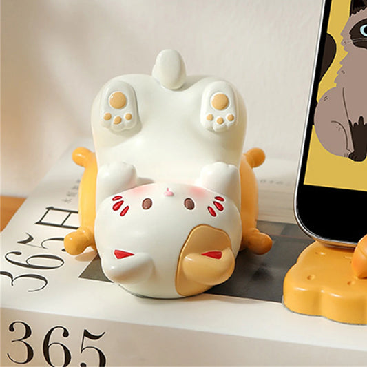 KittyCuddle Perch - Cute Cartoon Cat Desktop Ornaments Phone Stand Creative Desk Decor for Office Home Glasses Storage Holder