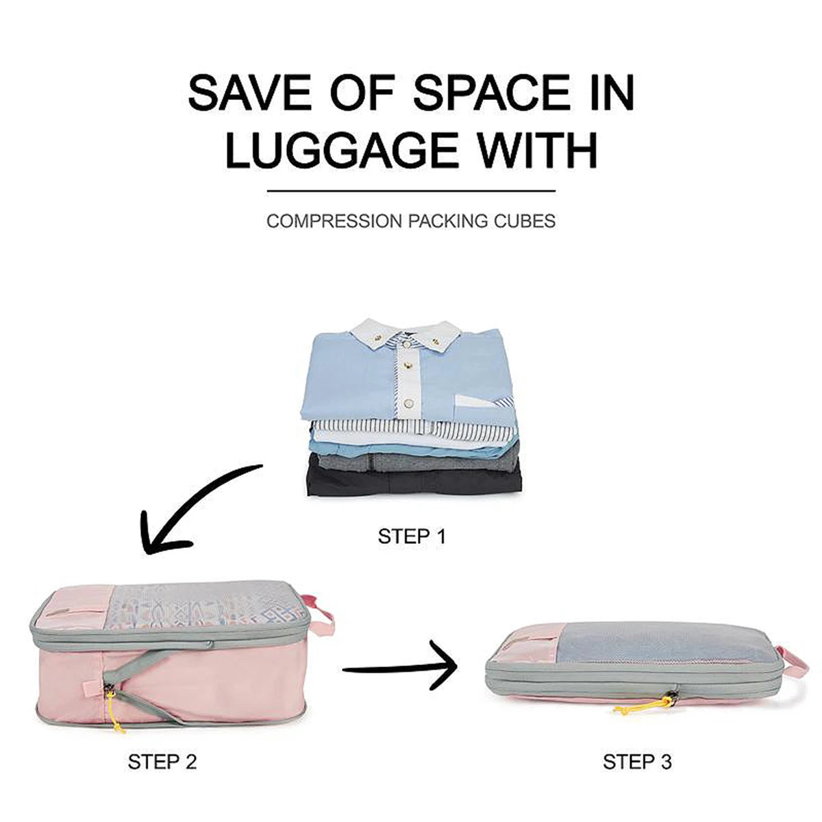 Shrink Pack Pods - 6 Piece Luggage Compression Travel Organizer Bags