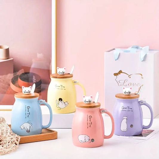 KittyWhisker Brew - Cute Cat Ceramic Kawaii Tea Cup