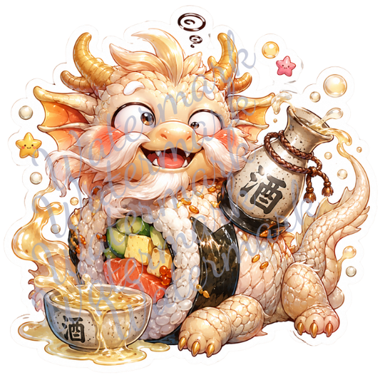 Sushi Dragon Stickers 2 Inch - 2.5 Inch High Quality Sticker Set