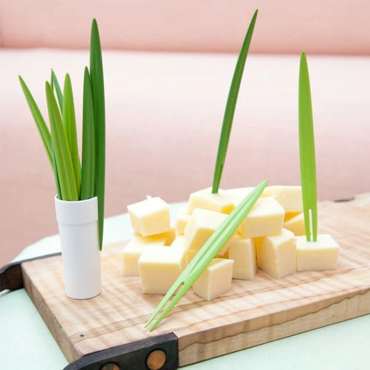 BambooBite Mini Set - Creative 10pcs/Set Green Bamboo Leaf Fruit Fork/Cocktail Fork