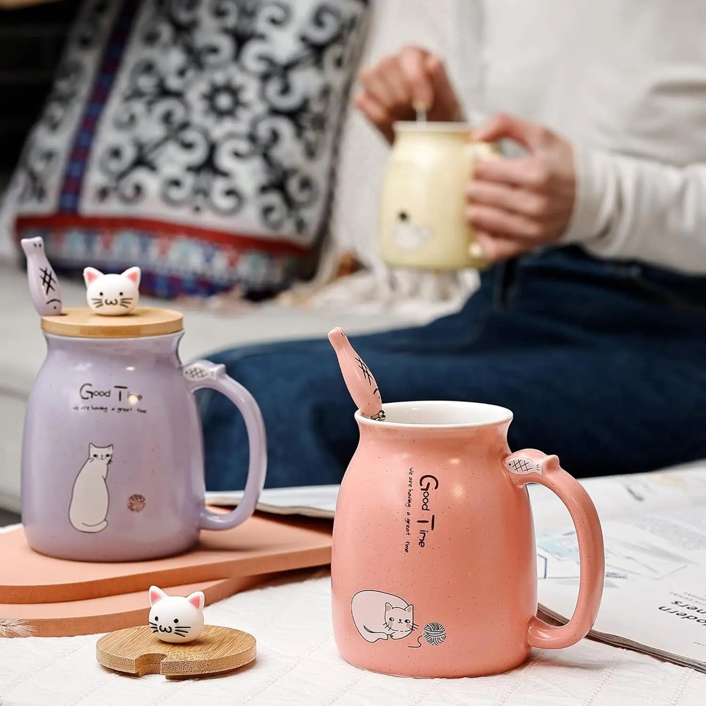 KittyWhisker Brew - Cute Cat Ceramic Kawaii Tea Cup