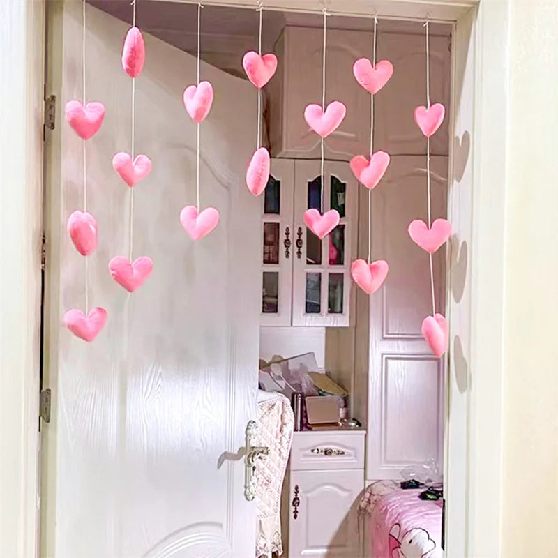 Cupid’s Tassel Twinkle - Girls' Pink Heart Shaped Curtain