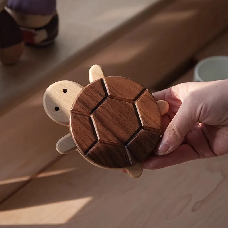 Woodland Shell Coaster - Creative, Cute Shape Black Walnut Solid Wood Turtle Insulation Mat, Good for Kettle Tea, Coaster, Tableware Anti-scald Table Ornaments