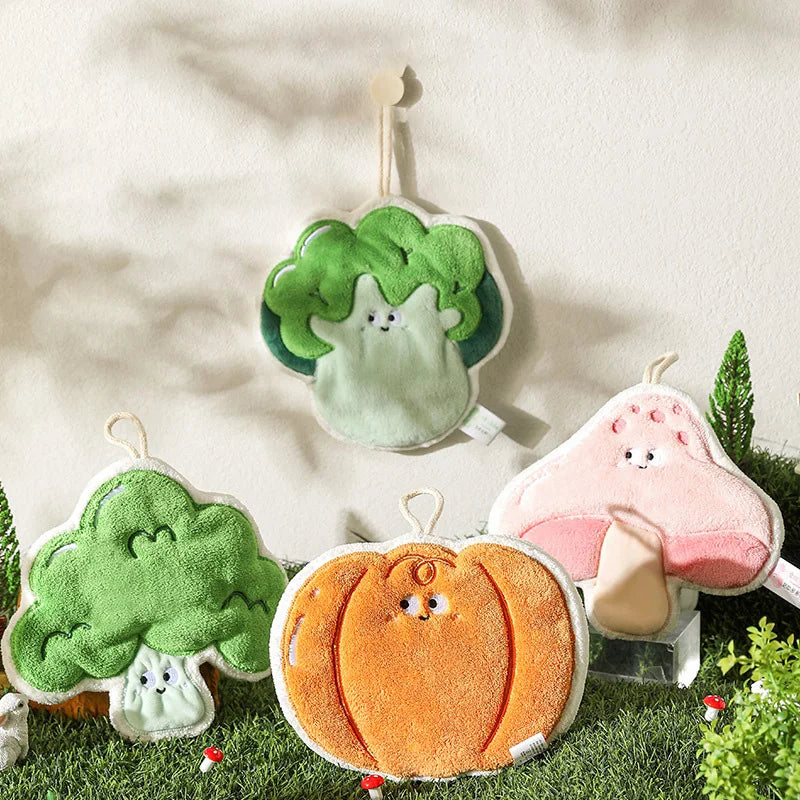 HarvestHug Towels - Cute Hand Towel Cartoon Wipe Handkerchief Rag  Vegetable Shape Towels for Kitchen Bathroom, KidsHanging Towel Soft Dish cloth