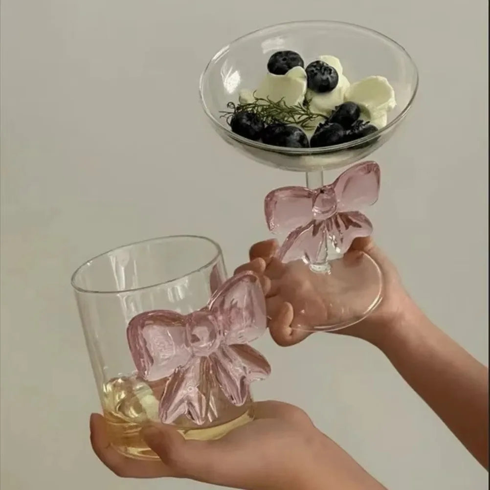 Rosé Ribbon Glass - Pink Bow Glass Goblet Heat-resistant