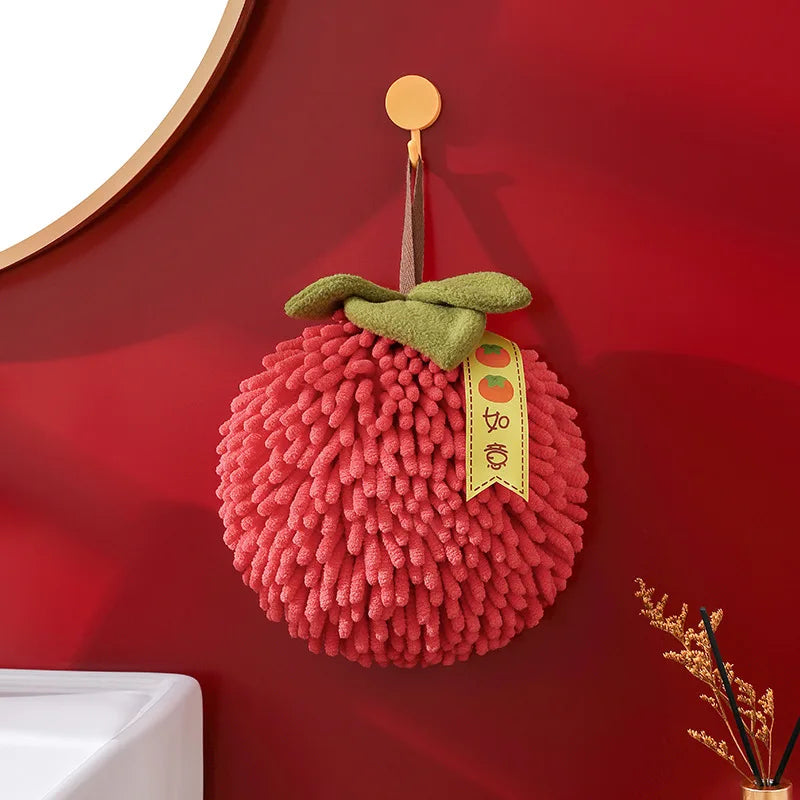 Cherry Berry Hand Towel - 100% Cotton, Soft and Gentle, Ideal for All Skin Types, Versatile Use, Easy to Clean Gift Kitchen Chocolate, Unisex, 17cm Mini Size, 2-in-1 Absorption, Fast Drying, Playful Prints