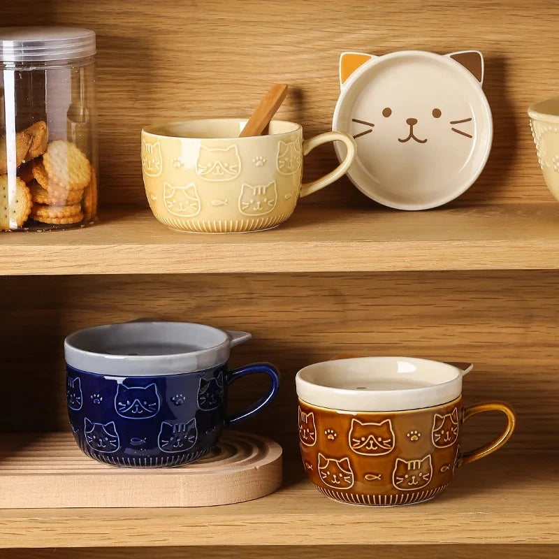 KittyWhisker Brew Bowl - Japanese Cartoon Cat Small Dish combo dish set
