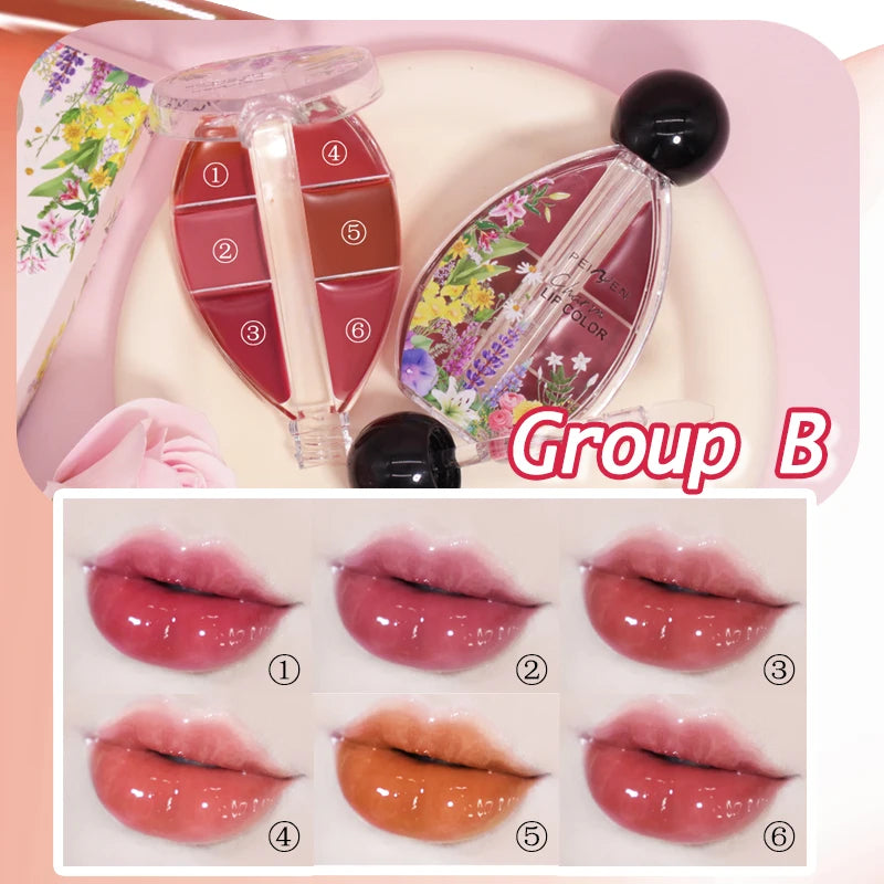 Glass Charm Palette Lip Gloss - 6 Colors Jelly Lip Cream
