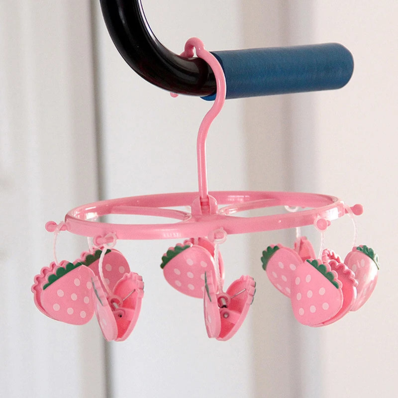 BerryBreeze Hanger - Lovely Strawberry Clothes Drying Hanger, Windproof, Good for Socks small items, Drying Rack Household Heart Storage Laundry Rack