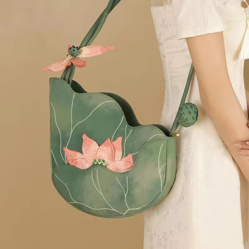LotusGrace Bag - Exquisite Floral Embroidery Original Designer Handbag