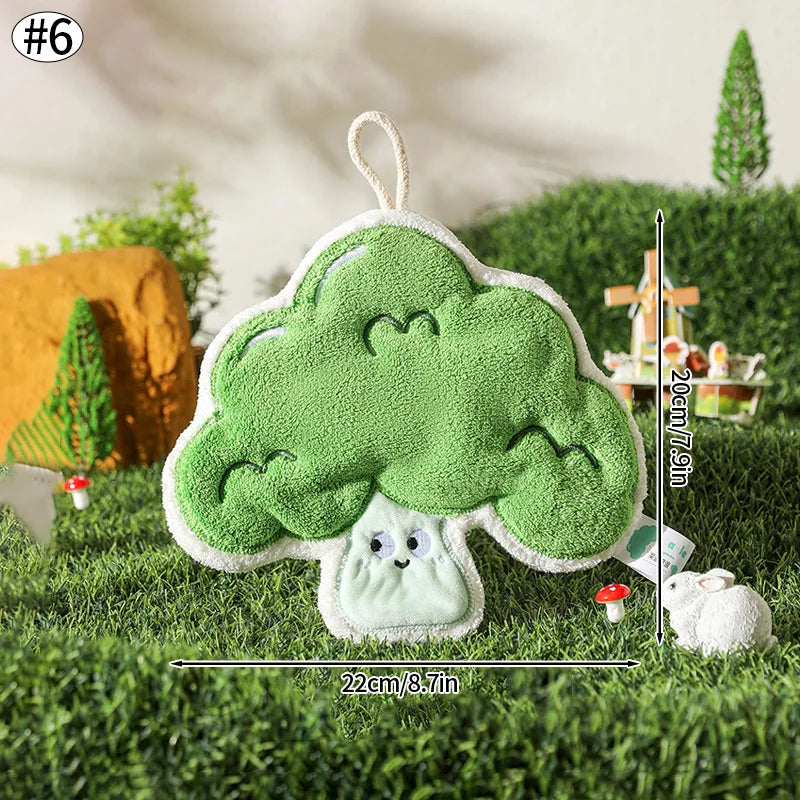 HarvestHug Towels - Cute Hand Towel Cartoon Wipe Handkerchief Rag  Vegetable Shape Towels for Kitchen Bathroom, KidsHanging Towel Soft Dish cloth
