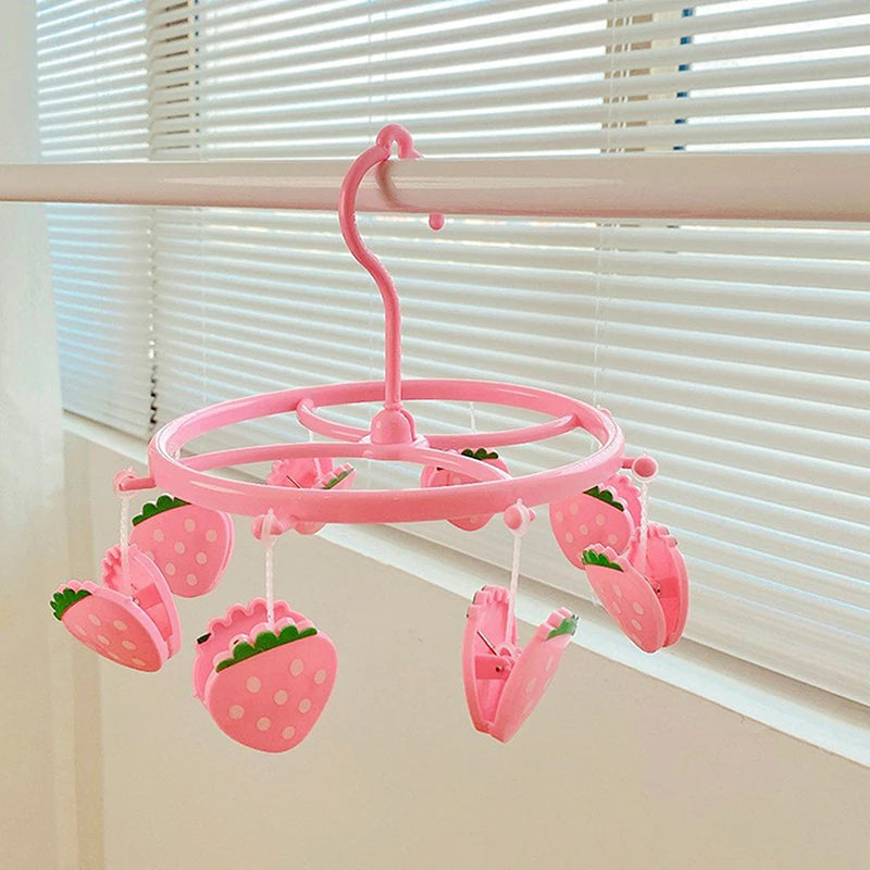 BerryBreeze Hanger - Lovely Strawberry Clothes Drying Hanger, Windproof, Good for Socks small items, Drying Rack Household Heart Storage Laundry Rack