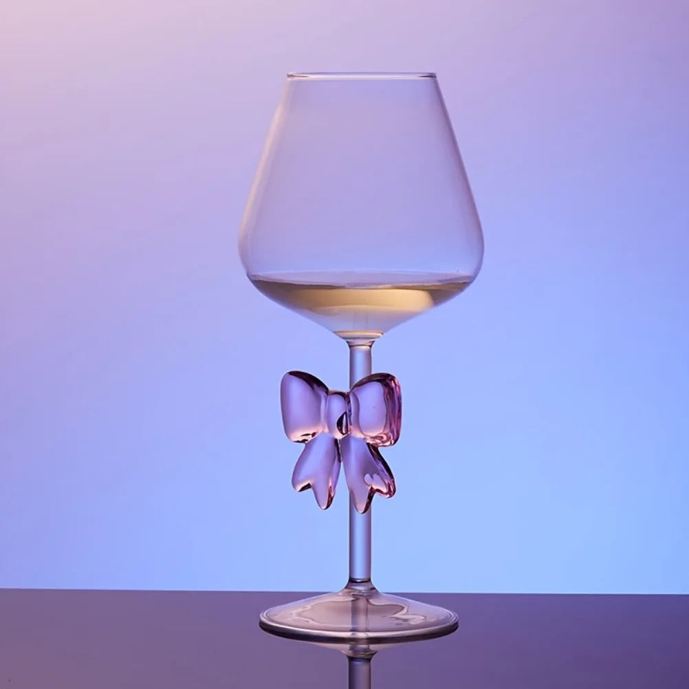 Rosé Ribbon Glass - Pink Bow Glass Goblet Heat-resistant