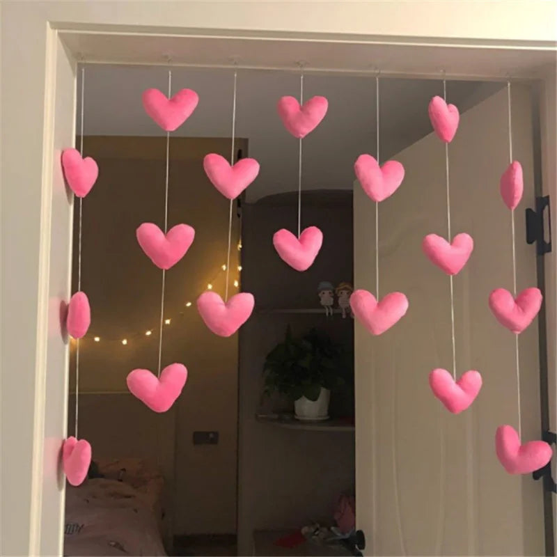 Cupid’s Tassel Twinkle - Girls' Pink Heart Shaped Curtain