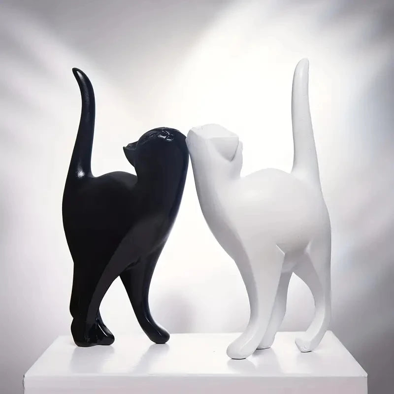 Purrfect Pair Sculpture - Resin Couples Cat Statues for Home Decorations