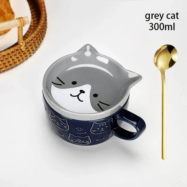 KittyWhisker Brew Bowl - Japanese Cartoon Cat Small Dish combo dish set