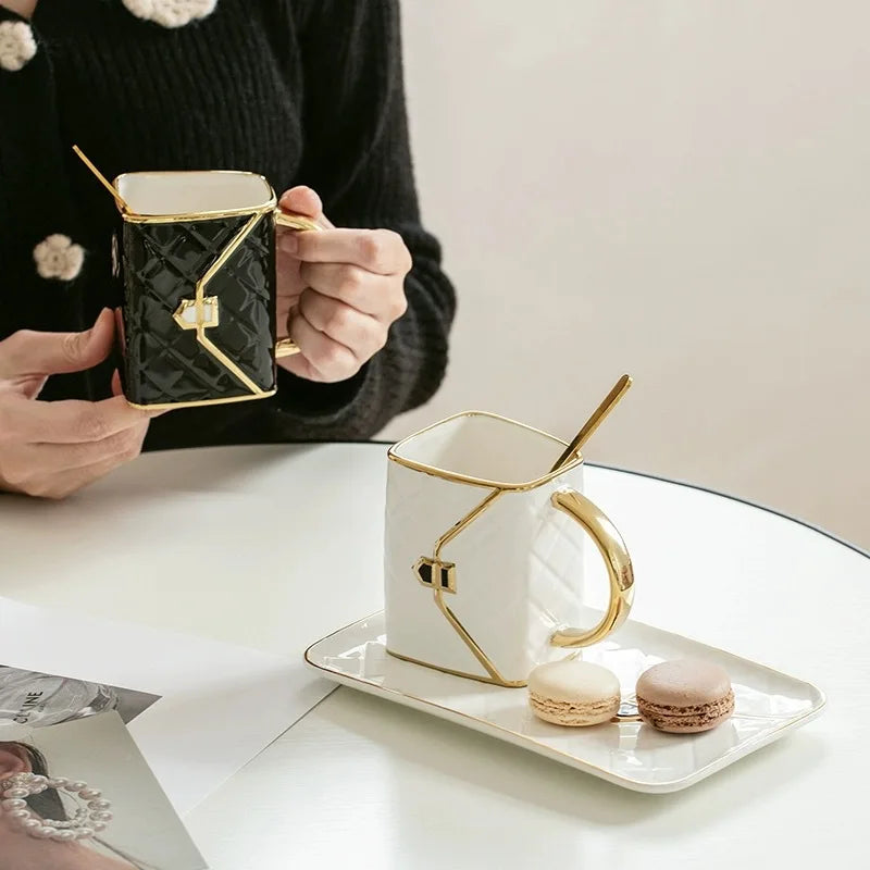 Purse & Pour Mug - Porcelain Handbag Cups and Saucer Set