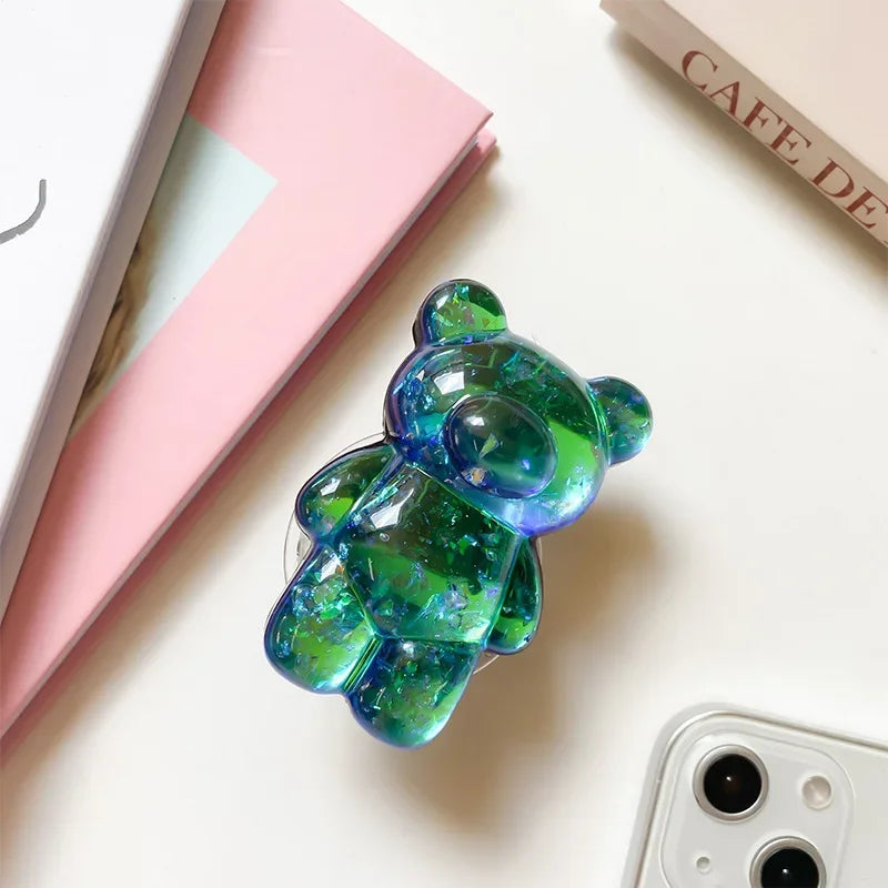Glitter Gummy - 3D Glitter Bear Cell Phone Holder Bracket Universal Cute Finger Ring holder