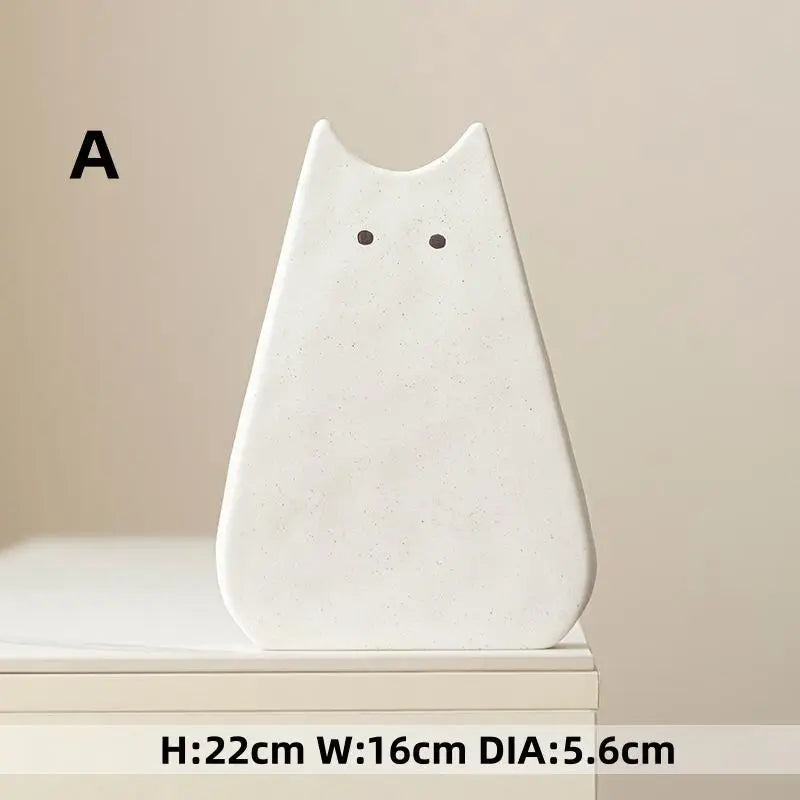 WhiskerBloom Vase - Cute cat-like ceramic vase, Nordic style, decoration flower arrangement
