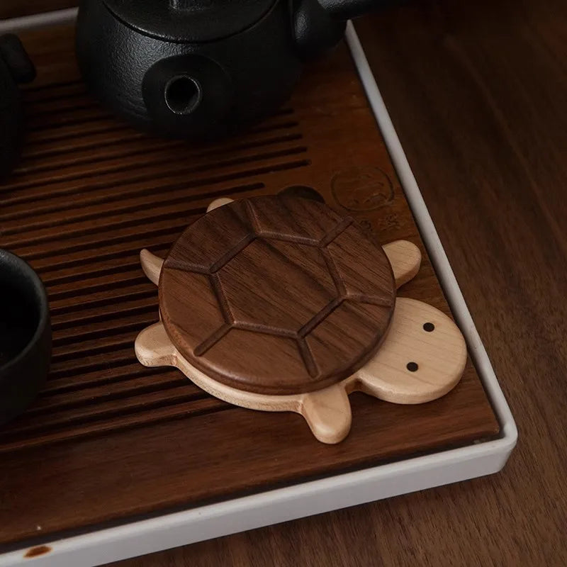Woodland Shell Coaster - Creative, Cute Shape Black Walnut Solid Wood Turtle Insulation Mat, Good for Kettle Tea, Coaster, Tableware Anti-scald Table Ornaments