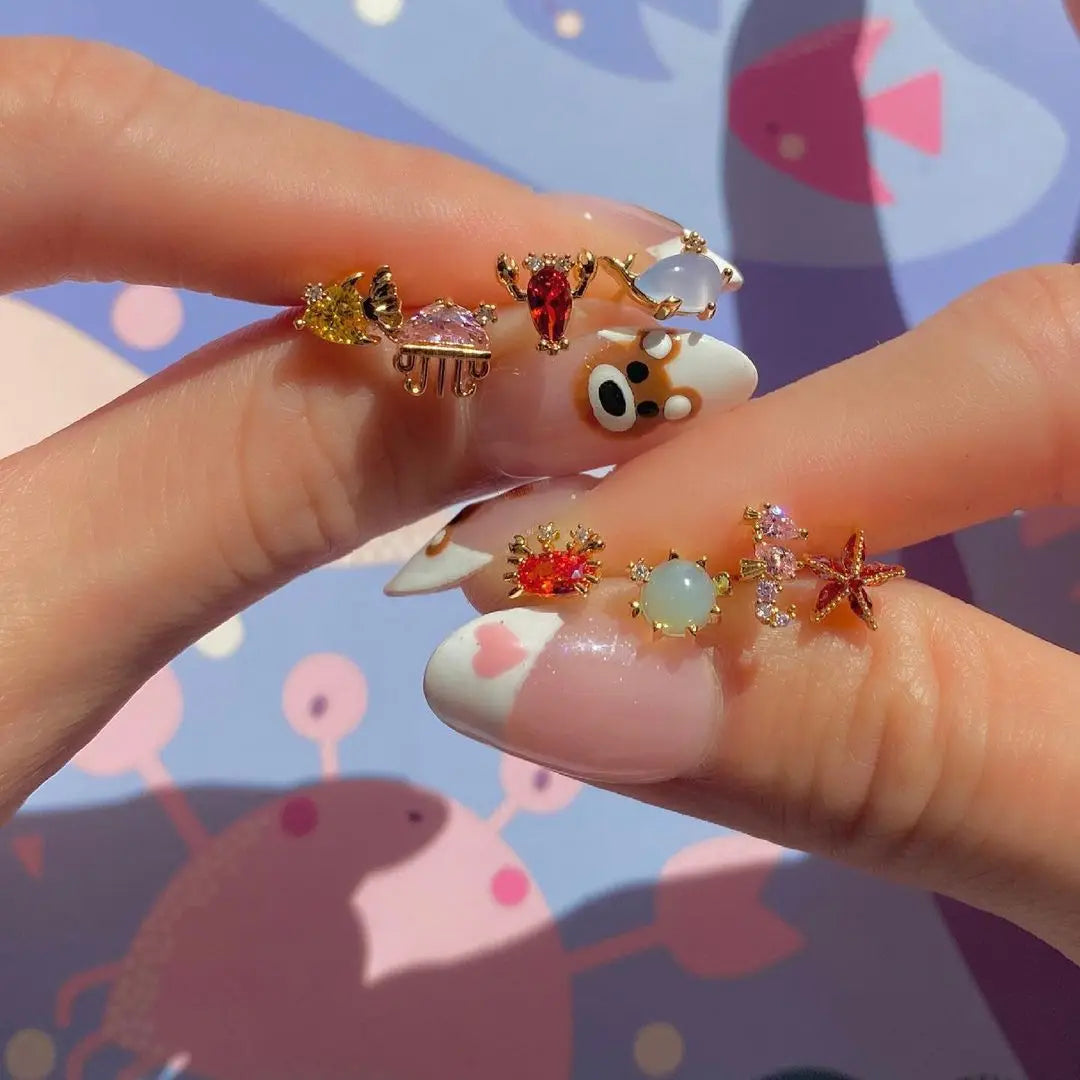 Ocean Tide Treasure Earrings - Cute Sea Marine Animal Zircon Stud Earrings Jewelry