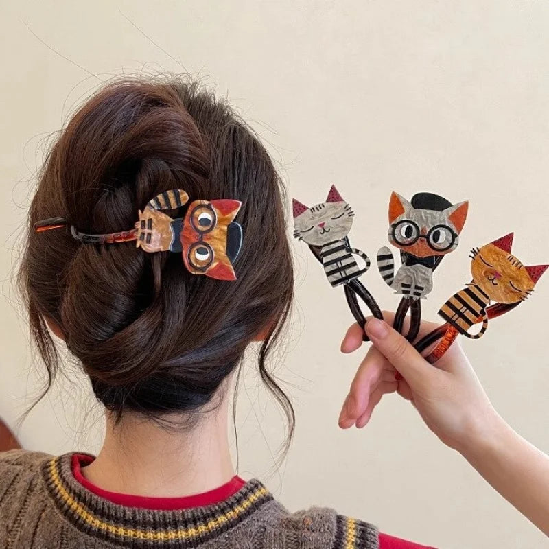 Smart Kitty - Cute cat hairClip twist clip ponytail hairpin