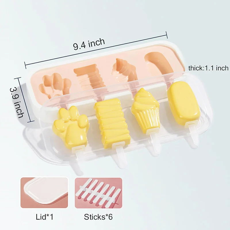 PopsiclePal Set - Popsicles Molds Kids, Baby, Cute Shapes Silicone Mini Popsicle Molds BPA Free Reusable Ice Cream Mold Popsicle Maker Set