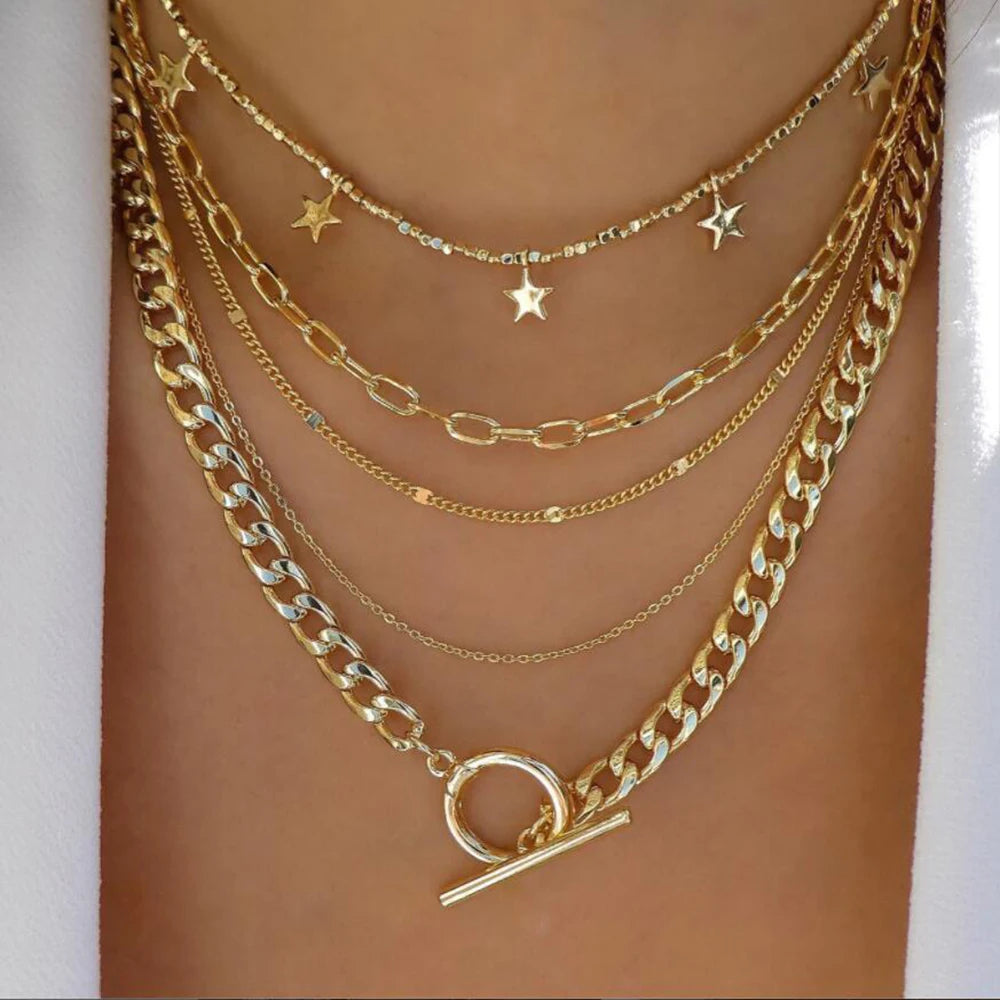 GoldenMystique - Multi-Layer Boho Pendant Necklaces