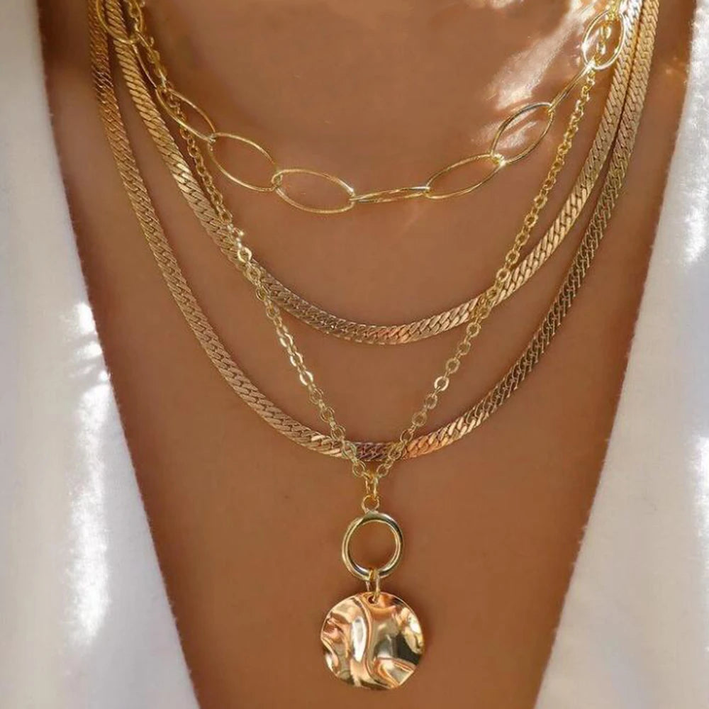 GoldenMystique - Multi-Layer Boho Pendant Necklaces