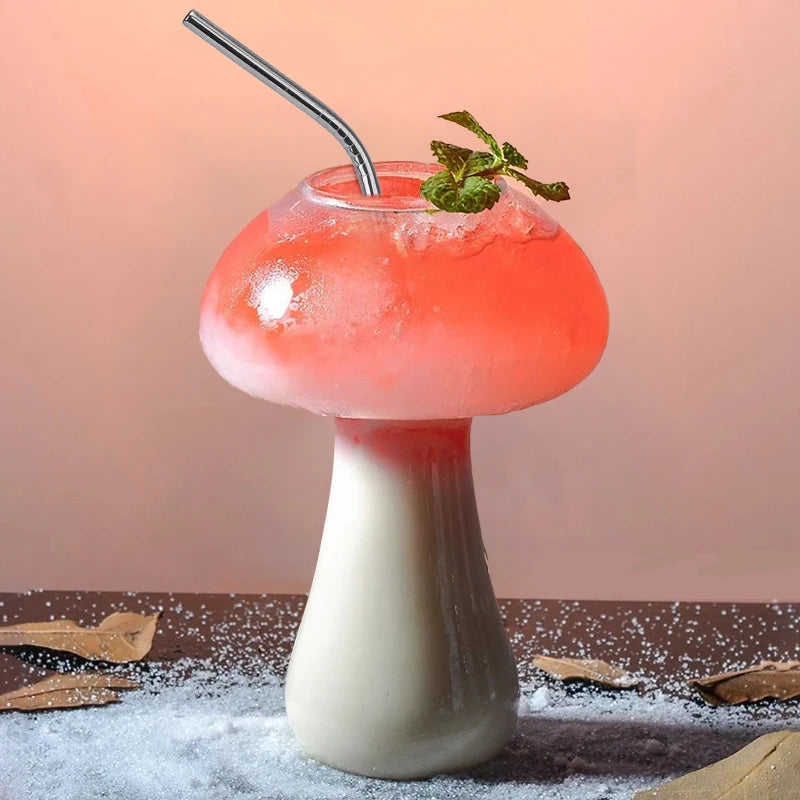 Toadstool Sipper - Mushroom Cocktail Glass Cup with Straw For  drinks Beer Creative Clear Wine Glasses Coffee Cups Drinkware Bar Tool